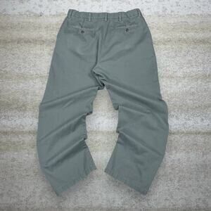 Vintage Y2K Haggar Khakis Pants 34x32 Baggy Wide Leg Fit Sage Green Cotton